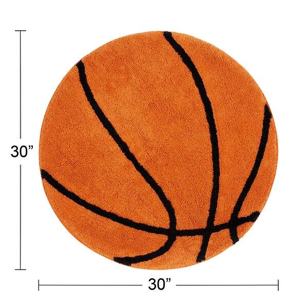 Sweet Jojo Designs Basketball Boy Girl Gender Neutral Accent Floor Rug 30in x 30in Orange Black Sports Themed Watercolor Vintage