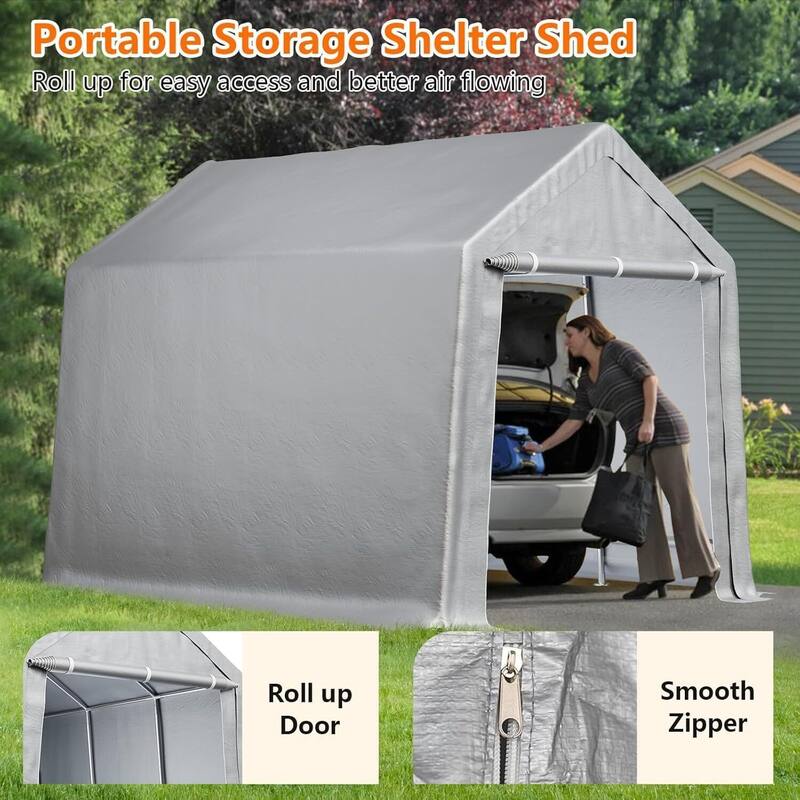 Heavy-Duty Carport Storage Shed for Motorcycles, Bicycles, and Garden Tools