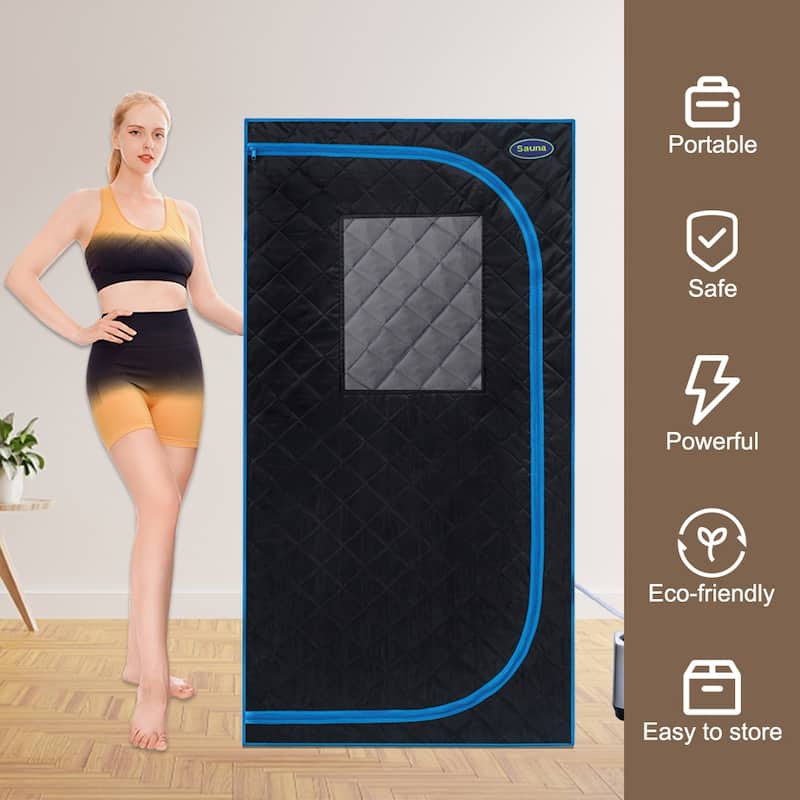 Portable Black Full Size Steam Sauna tent-Personal Home Spa