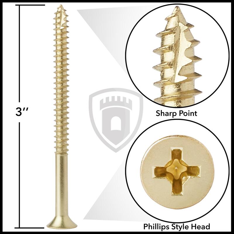 Wood Screws 9 x 3in for Door Hinges 25 pack