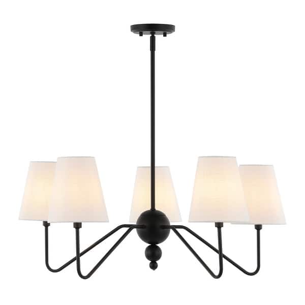 slide 2 of 11, Signe 32" 5-Light Classic Minimalist Iron Inverted Gourd LED Chandelier, Black by JONATHAN Y Black