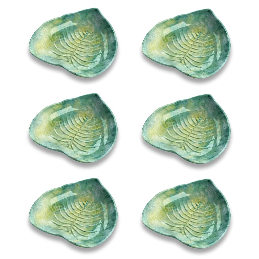 Abode Homewares by TarHong Palermo Tropical Leaf Green Bamboo, Tidbit Bowl 5.7" x 5.4"/ 6.25 oz. Set of 6