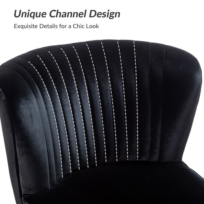Monica 22''W Upholstered Modern Tufted Accent Side Chair with Gold Legs by HULALA HOME