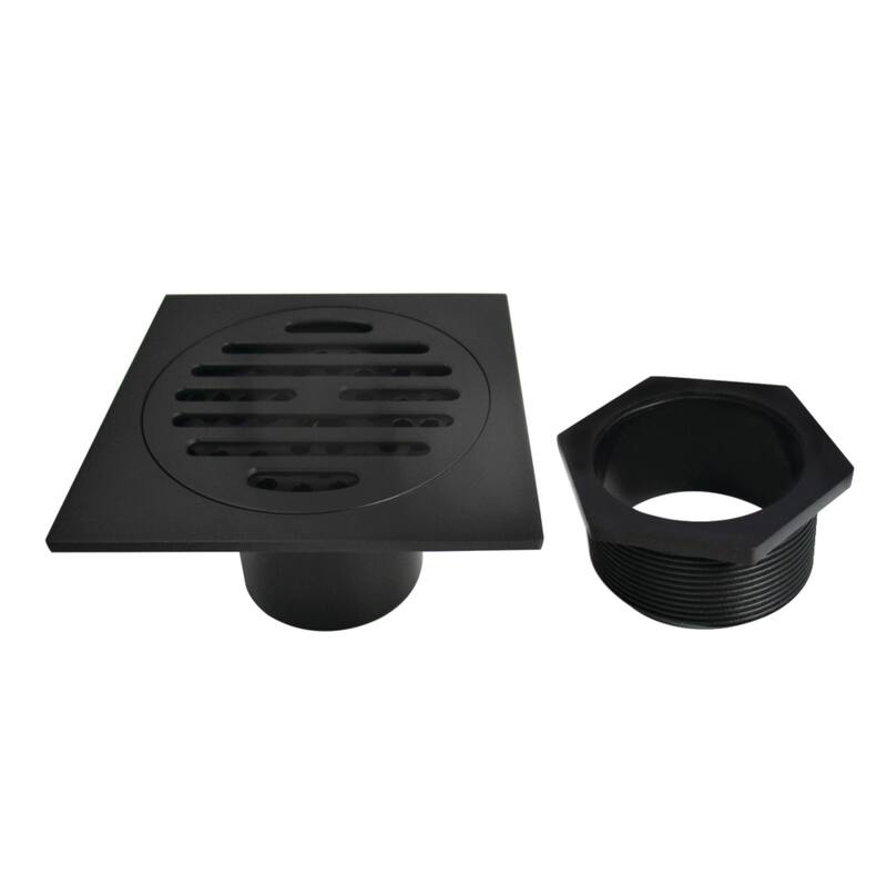 Watercourse Symmetric 4" Square Grid Shower Drain - Matte Black