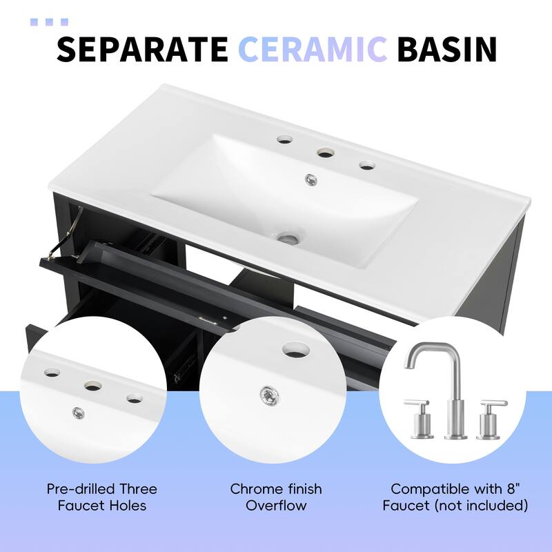 30/36 Inch Bathroom Vanity, Bathroom Sink Cabinet, Freestanding Bathroom Storage Cabinet with Ceramic Basin