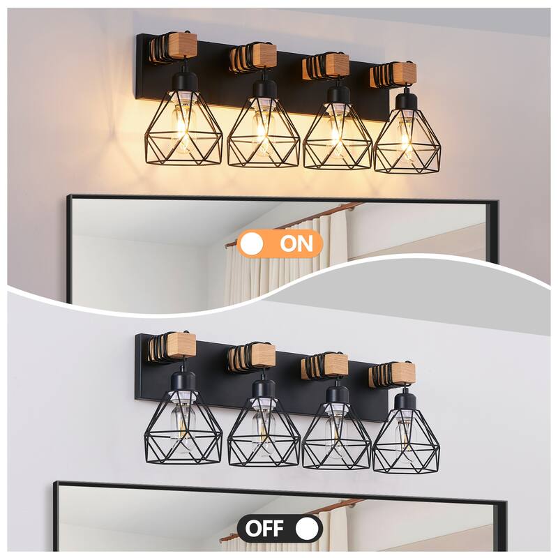 24" Modern Geometric 4-Light Vanity Light Fixture