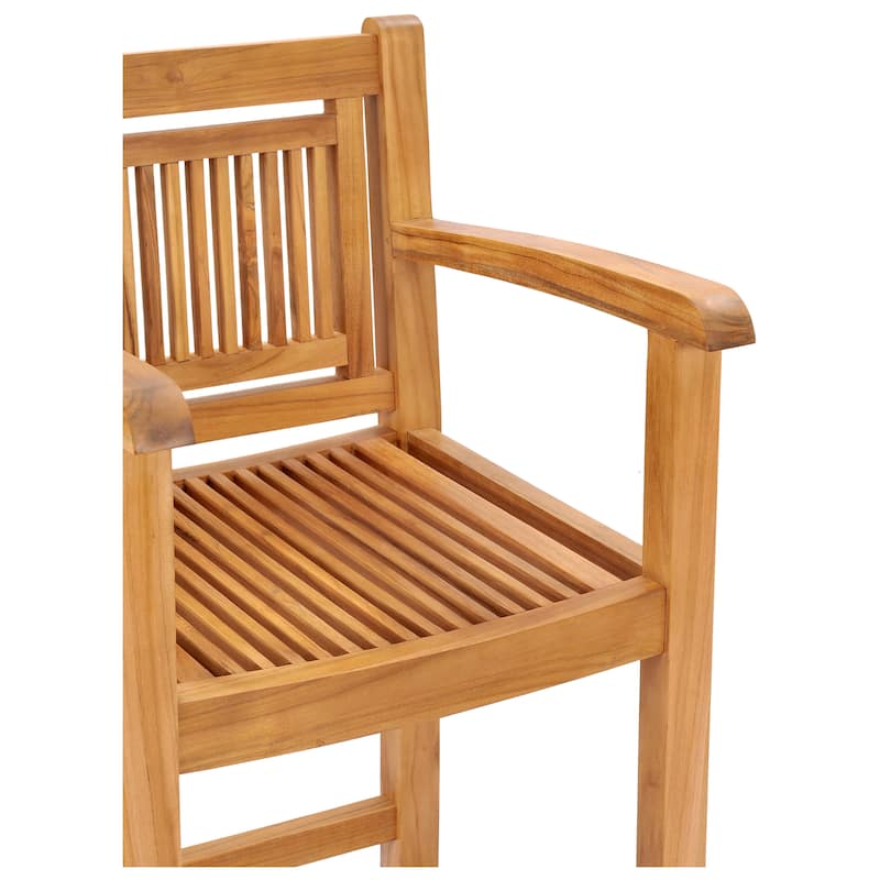 Chic Teak Maldives Teak Wood Indoor/ Outdoor Barstool Chair With Arms
