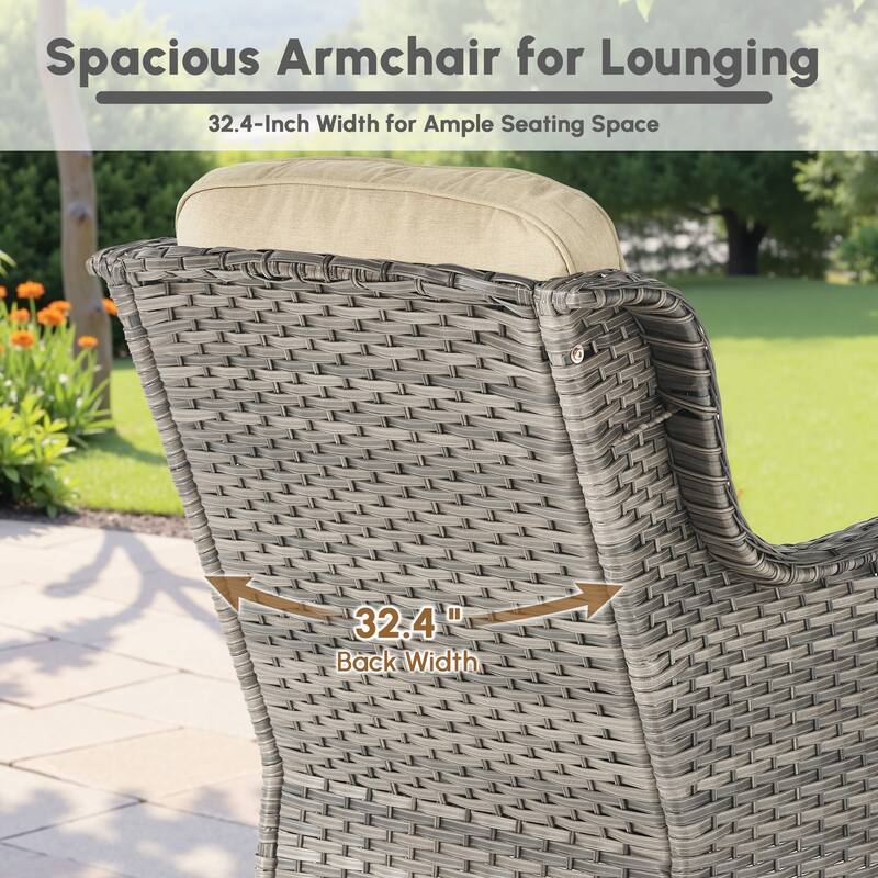 OVIOS 7 Pieces Outdoor Patio Swivel Chair Loveseat Conversation Set