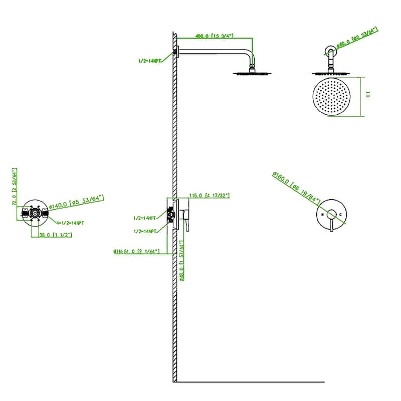 Wall Mounted Shower Faucet (Valve Included) Bed Bath & Beyond 37472981