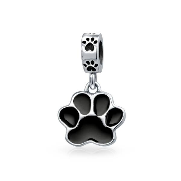 Shop Black Dog Cat Puppy Kitten Paw Print Bff Pet Lover Charm Bead