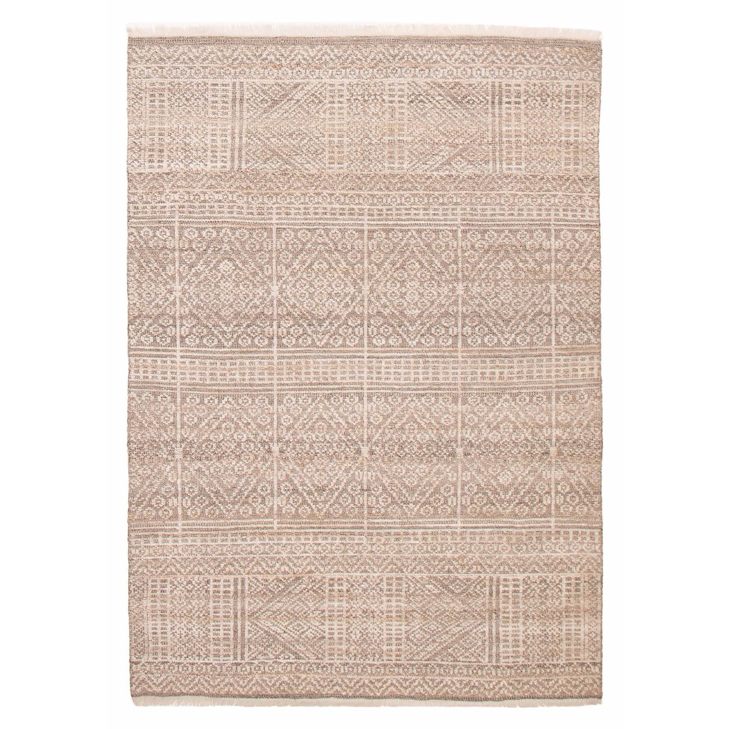 ECARPETGALLERY Hand-knotted Tangier Taupe Wool Rug - 5'3 x 7'10