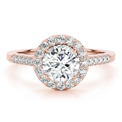 Auriya 14k-Rose Gold Lab Grown Round Diamond Halo Engagement Ring 0.50 to 5.00 ct. tw. (F-G VS)