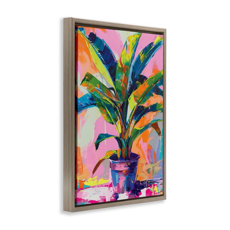 Stupell Vivid Saturated House Plant Framed Floater Canvas Wall Art Design By LSR Design Studio