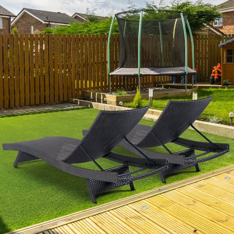 Outdoor Chaise Lounge Chair,PE Rattan Adjustable Backrest Chaise Lounge, Outdoor Pool Recliner Patio Chairs Lounge Chair