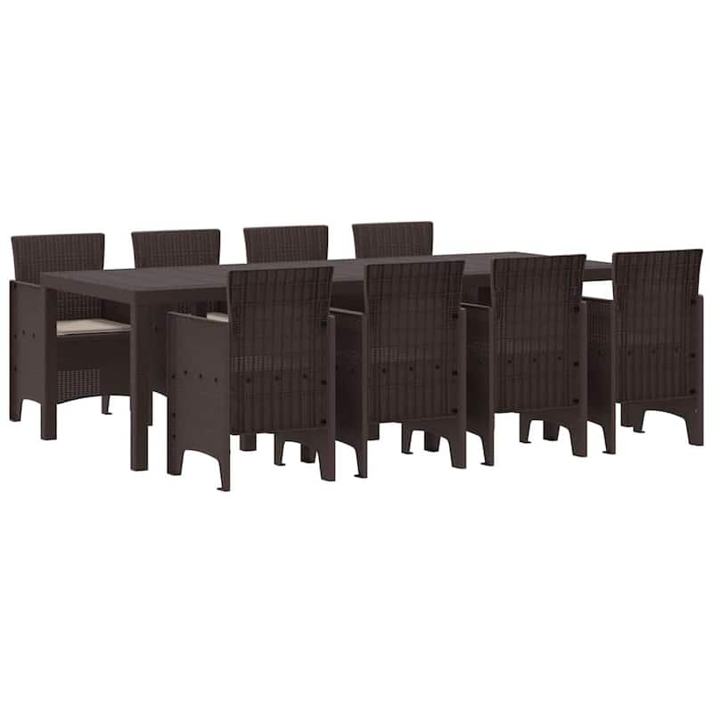 vidaXL Garden Dining Set 9/11 pcs Anthracite/Brown Polt rattan - 250 x 100 x 73 cm