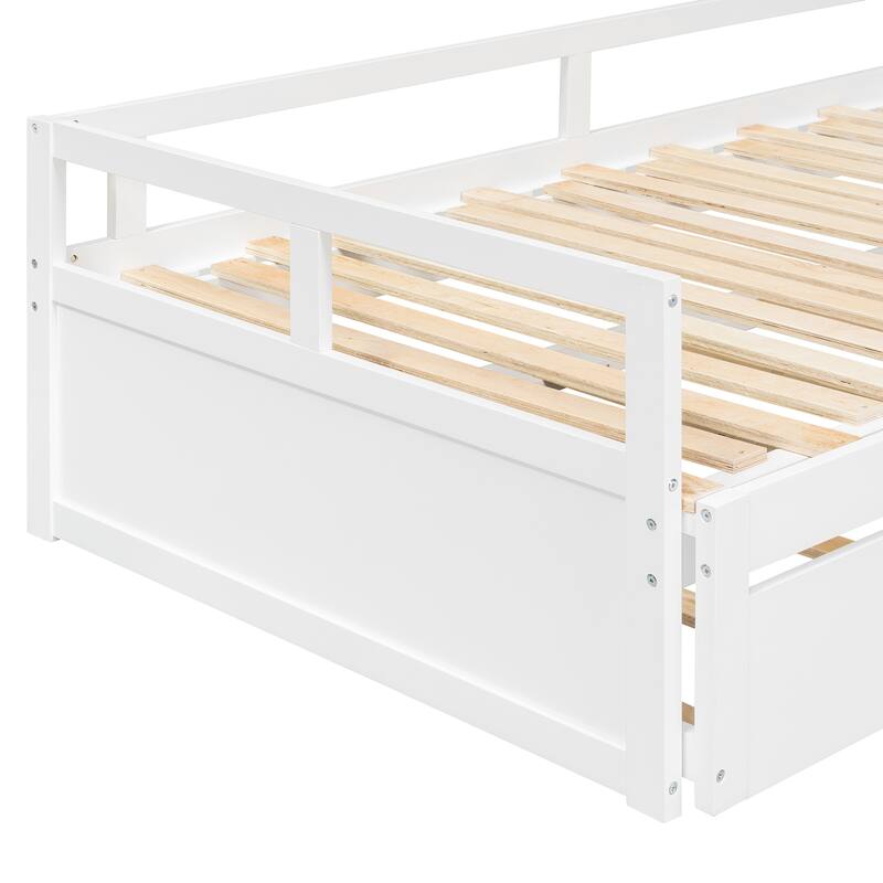 Twin to King Extending Daybed with Trundle Solid Wood Frame No Box Spring