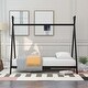 preview thumbnail 2 of 9, Black Twin Size Metal House Tent Floor Play Bed with Slat for Kids, Girls and Boys