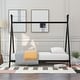 preview thumbnail 1 of 9, Twin Size Metal Floor Play House Bed w/ Slat for Kids Girls Boys Tent Bed Frame, No Box Spring Needed, Easy Assembly, Black Black