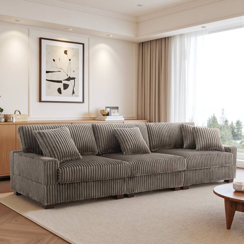 118.3" W Upholstered Sectional Modular Sofa with Pillows