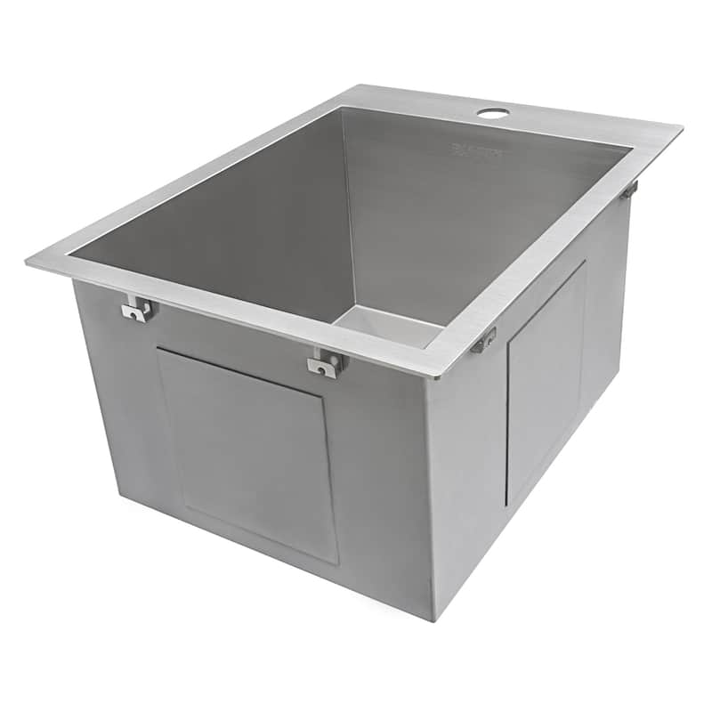 Ruvati 15 x 20 inch Drop-in Topmount Bar Prep Sink 16 Gauge Stainless Steel Single Bowl - RVH8110 - 13″ x 16″