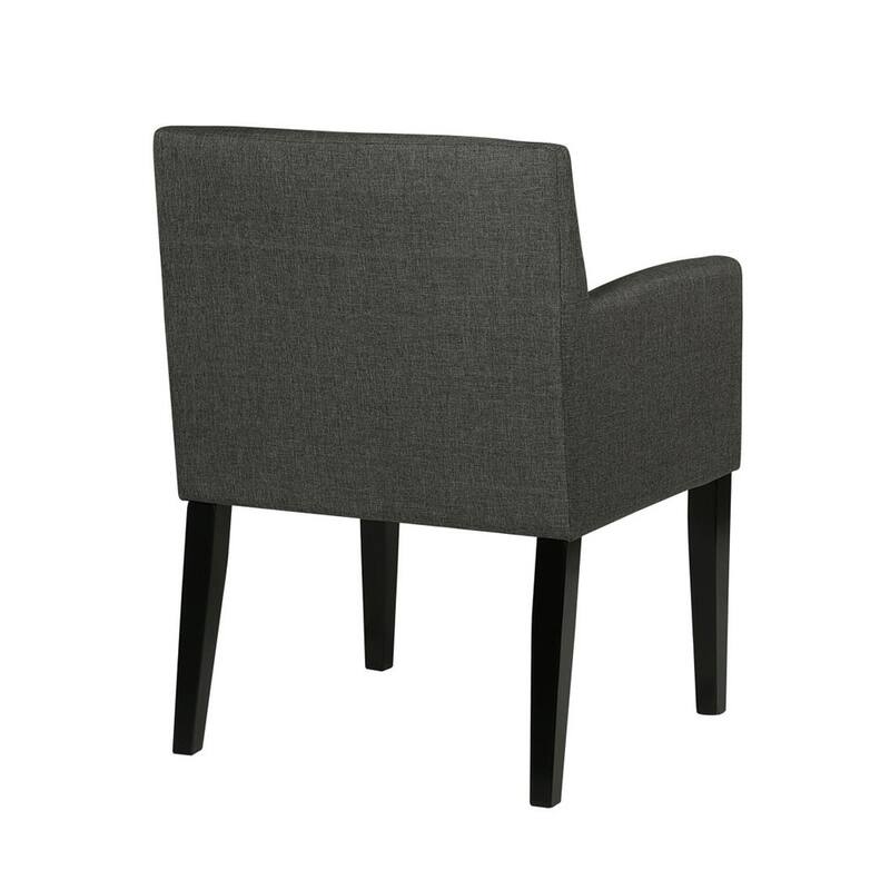 Set of 2 Charcoal Grey Fabric Upholstered Dining Arm Chairs, Grey