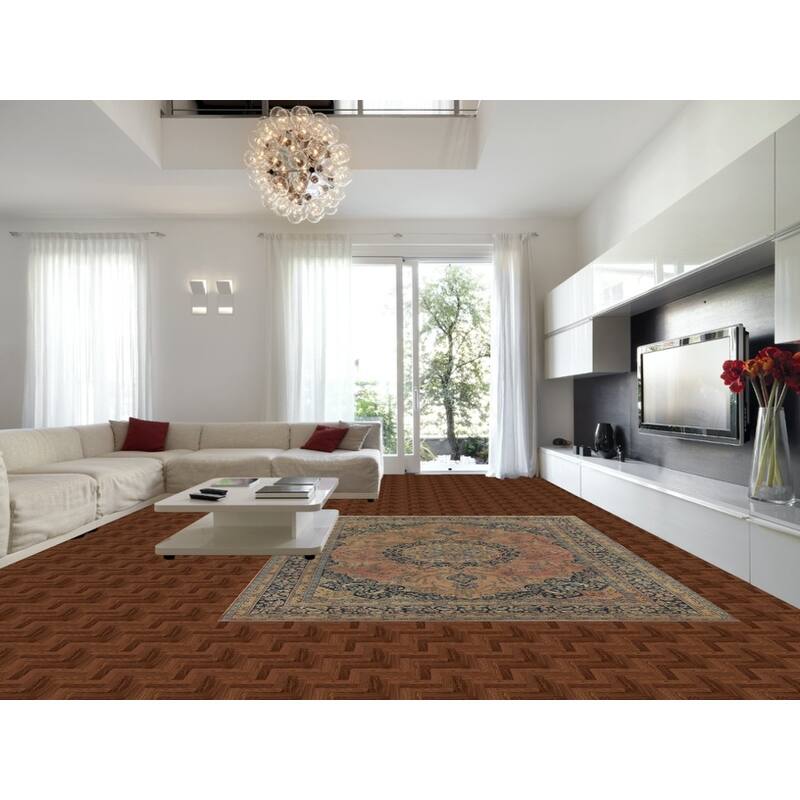 Traditional Mashad Persian Vintage Area Rug Hand-Knotted Wool Carpet - 9'5"x 12'5"