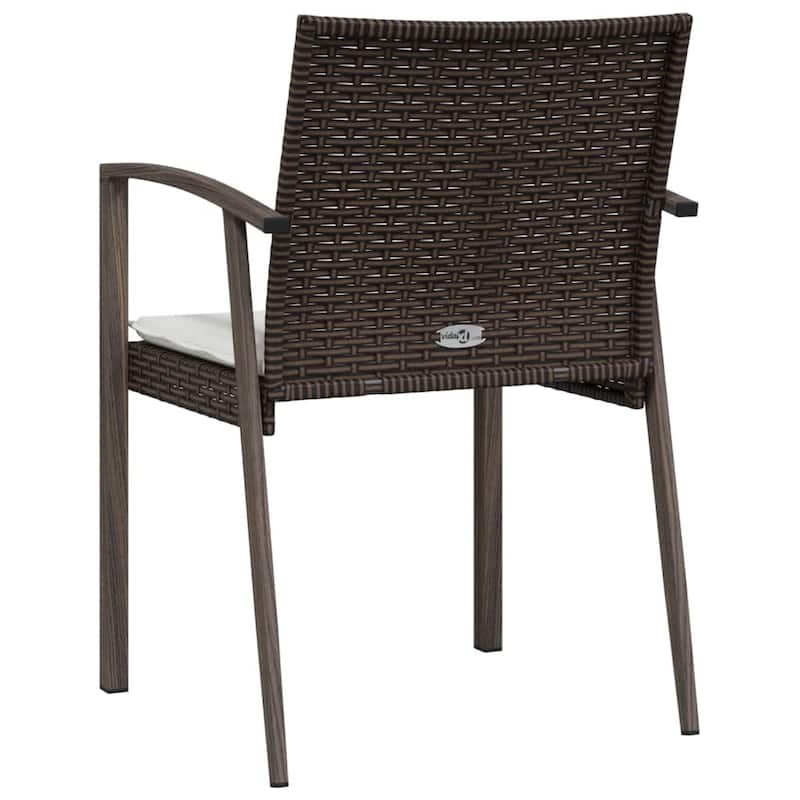 vidaXL Patio Chairs with Cushions 2 pcs Brown 22.2"x22.4"x32.7" Poly Rattan