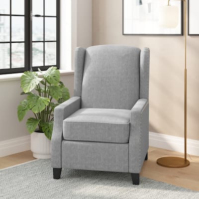 Push Back Wing Back Pocket Spring Recliner with Side Accent Nail Trim