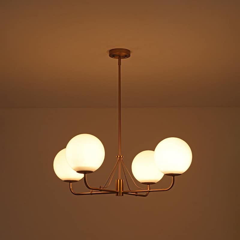 Modern Opal Glass Globe Quadra Dining Chandelier