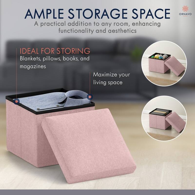 Small Foldable Square Storage Ottoman Cube