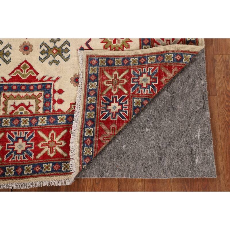 Ivory Kazak Accent Rug Hand-Knotted Wool Carpet - 4'1" x 6'4"