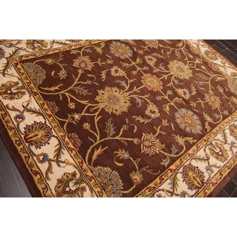 8x10 Hand Tufted Hand Made 100% Wool Kashan Traditional Oriental Area Rug Brown, Ivory Color - 7' 9'' x 9' 9''