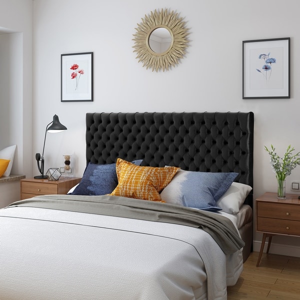 slide 2 of 27, Jezebel Adjustable Diamond Tufted Headboard by Christopher Knight Home Black