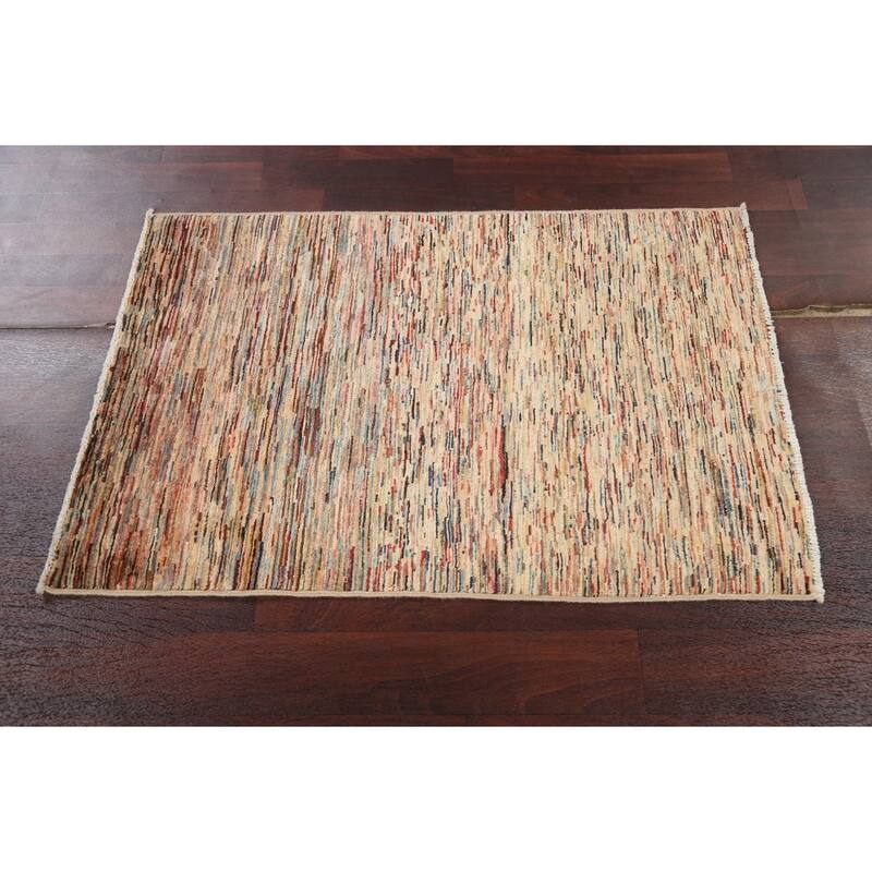 Striped Modern Gabbeh Kashkoli Oriental Area Rug Wool Handmade Carpet - 2'8" x 4'1"