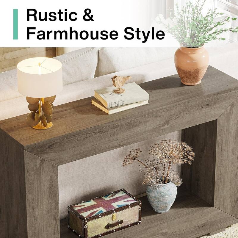 47" Farmhouse Console Table, Entryway Console Table with Storage Shelf for Living Room, Entrance