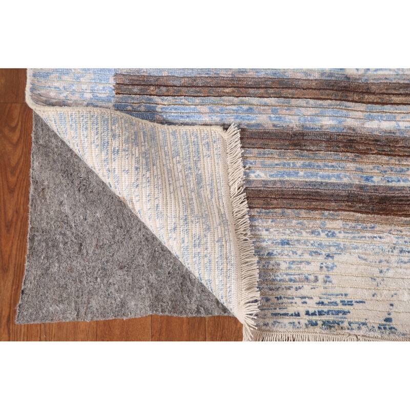 Striped Abstract Accent Rug Wool Carpet - 3'11"x 6'0"