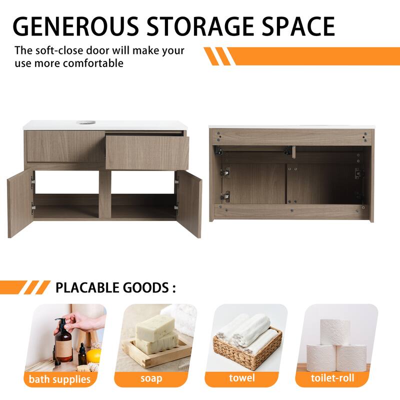 Bathroom Vanity With Sink In 32 Inch, Floating Bathroom Vanity With 2 Soft Close Doors And Drawer