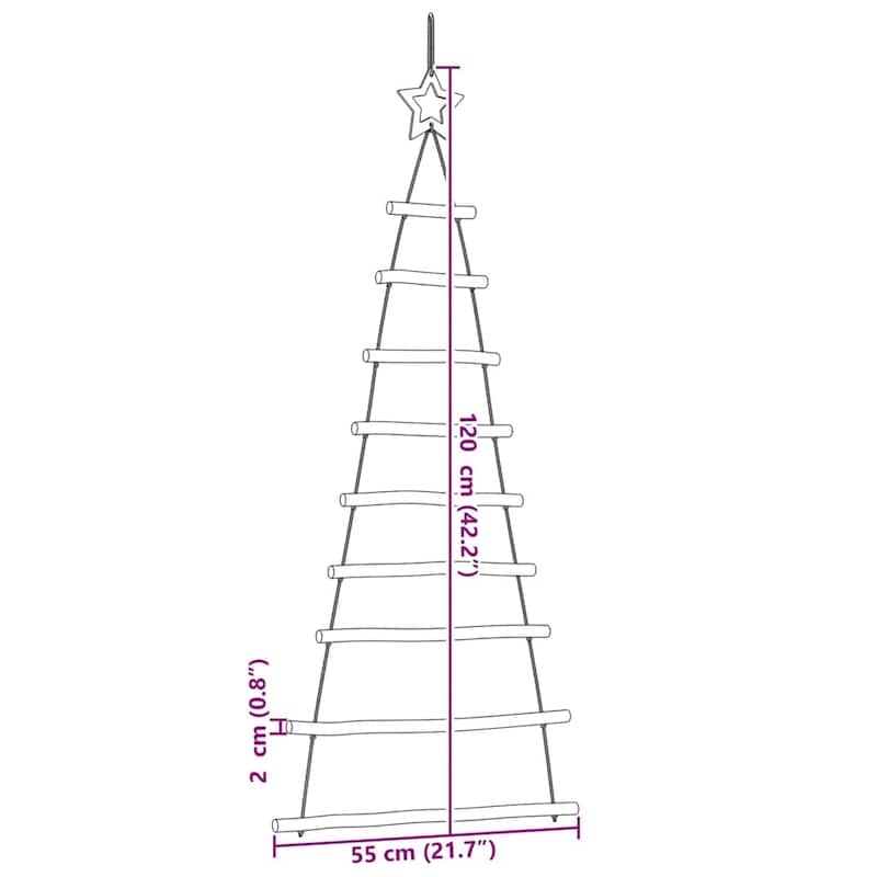 vidaXL Hanging Christmas Trees with Top Stars 2 pcs 21.7x47.2" Natural Branch