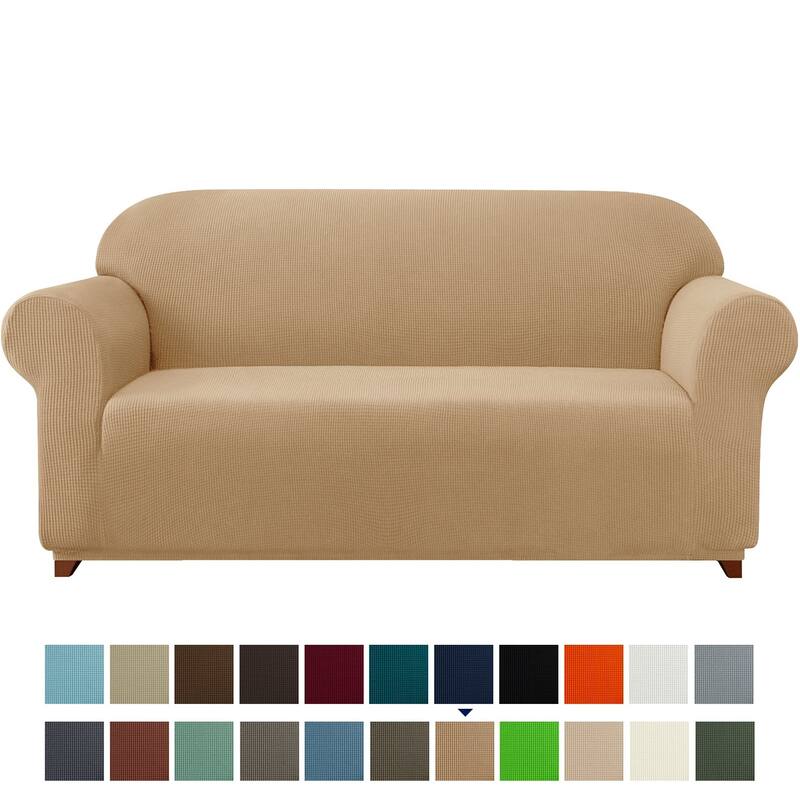 Subrtex 1-Piece Sofa Cover Stretch Soft Couch Loveseat Slipcover - Loveseat - Khaki