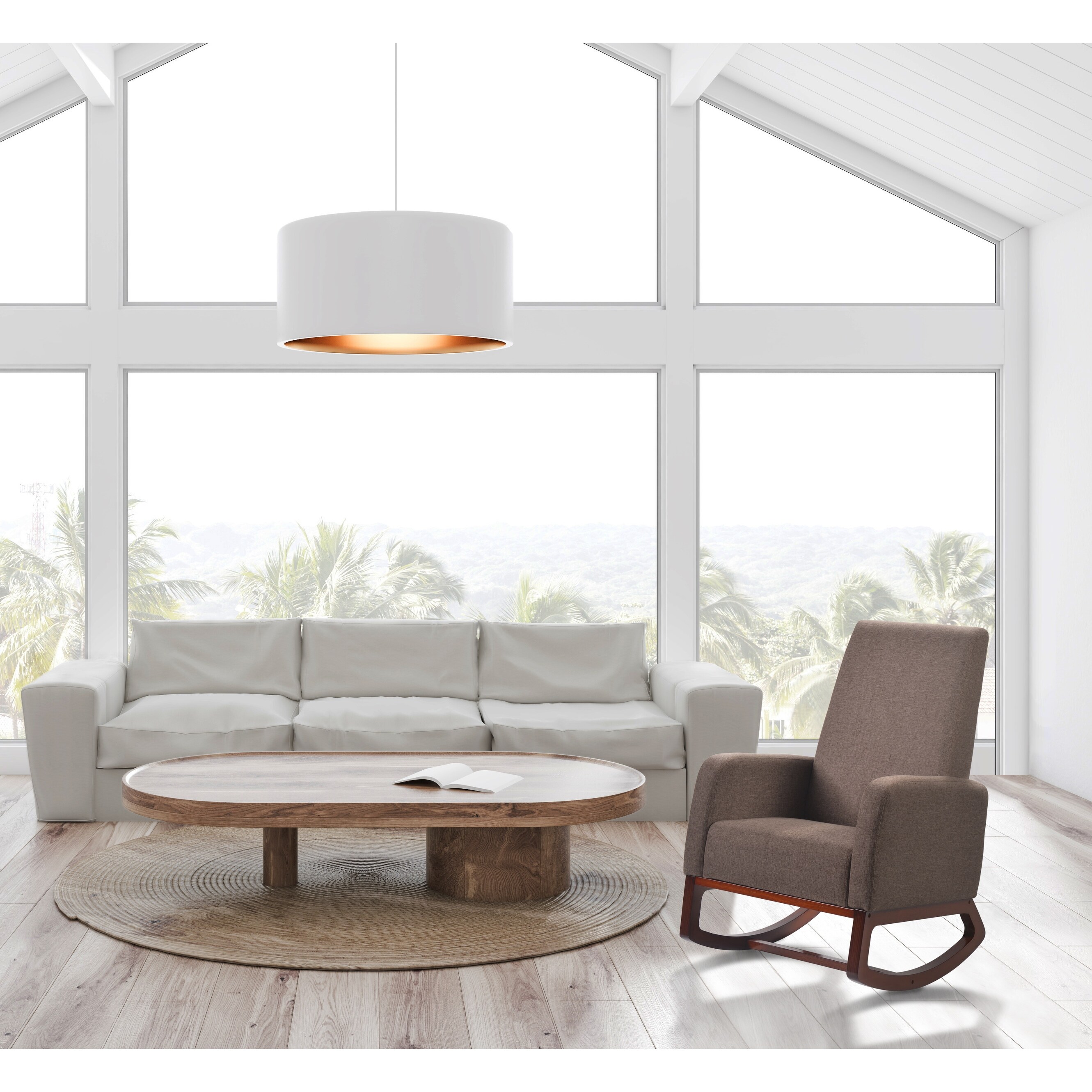 Shop Modern Solid Wood Rocking Chair With Padded Seat And Arm Brown Overstock 32296437