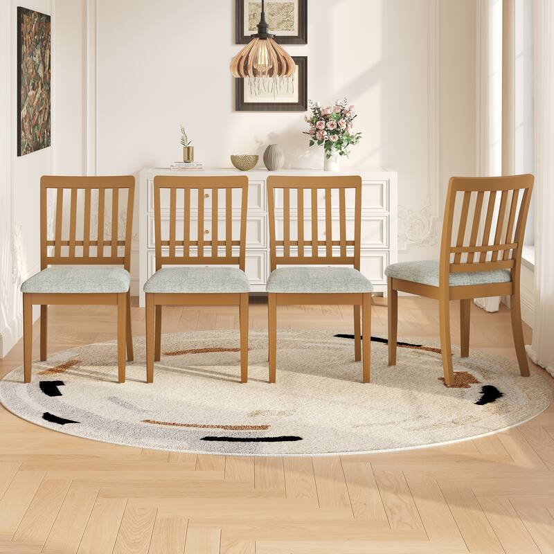 2-Piece Modern Scandinavian Dining Chairs, Curved Wood Backrest with Gray Fabric Seat, Finish for Dining Room and Apartment