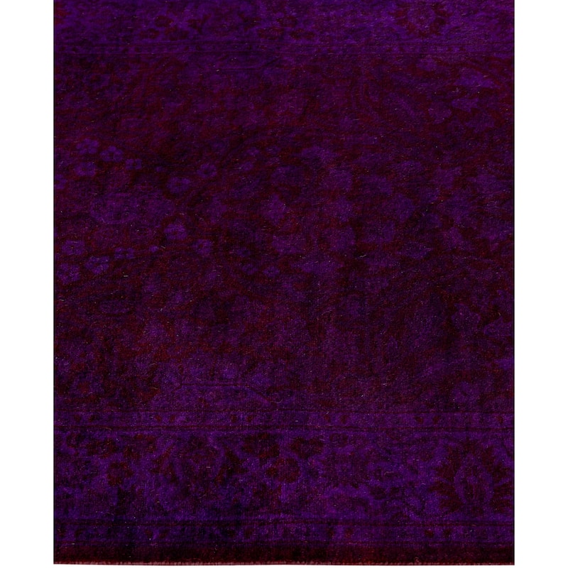 Overdyed One-of-a-Kind Hand-Knotted Area Rug - Purple - 2' 7" x 18' 3"