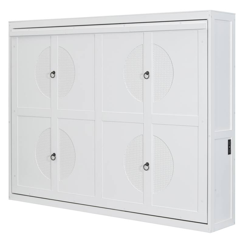 Space-Saving Queen Murphy Bed with Cabinet, Foldable Wall Bed, Durable Wood Frame & Comfortable Mattress Support