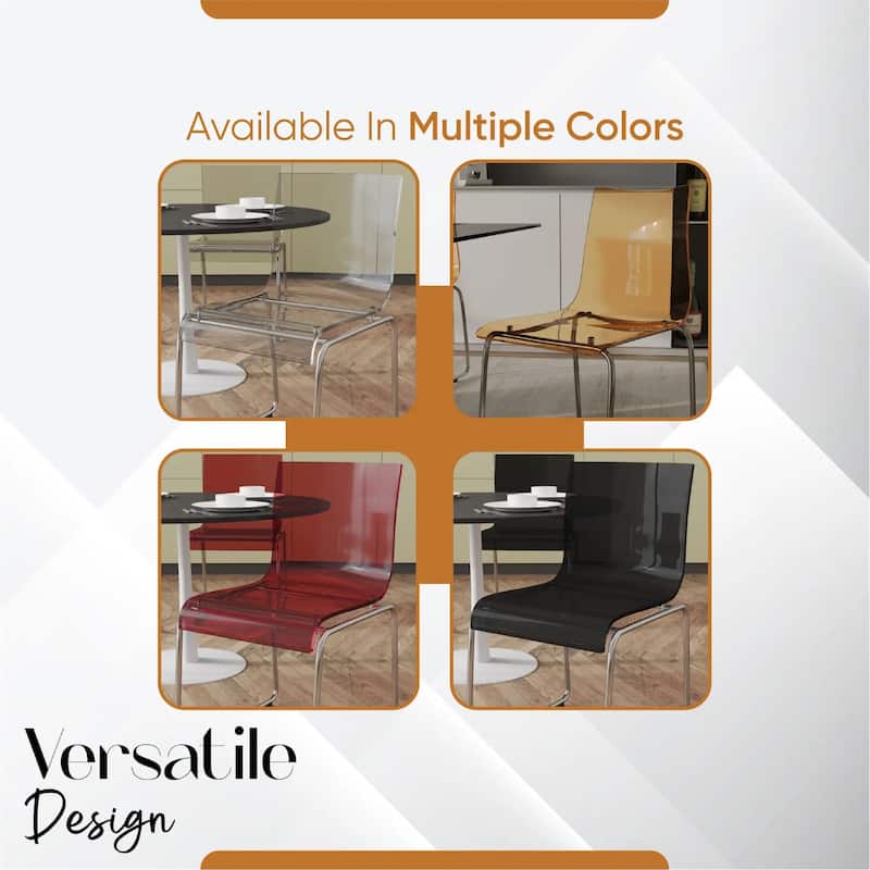 Lima Modern Transparent Acrylic in Chrome Steel Frame Dining Chair
