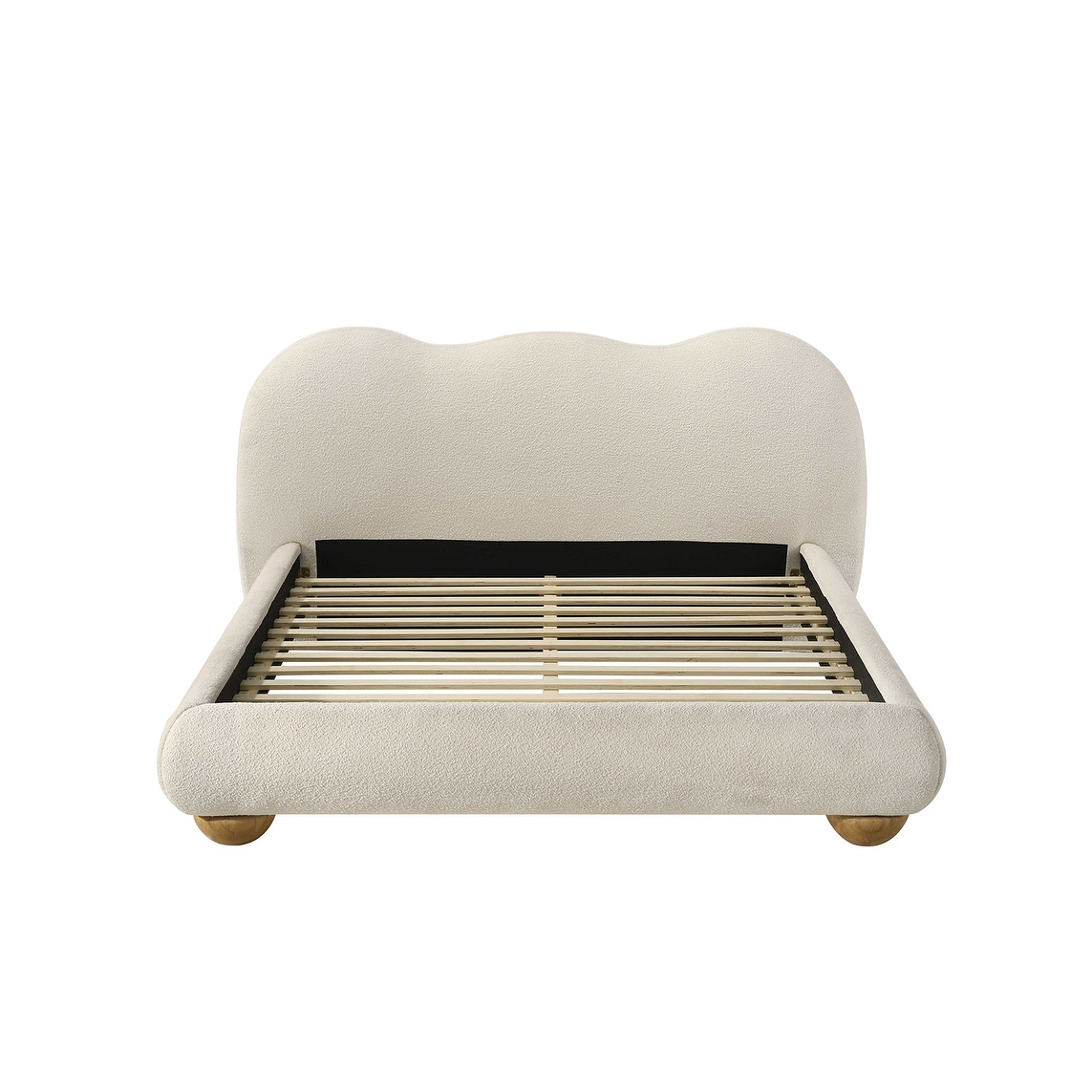 Contemporary Camel Shape Headboard White Boucle Fabric Upholstered 1pc Bed