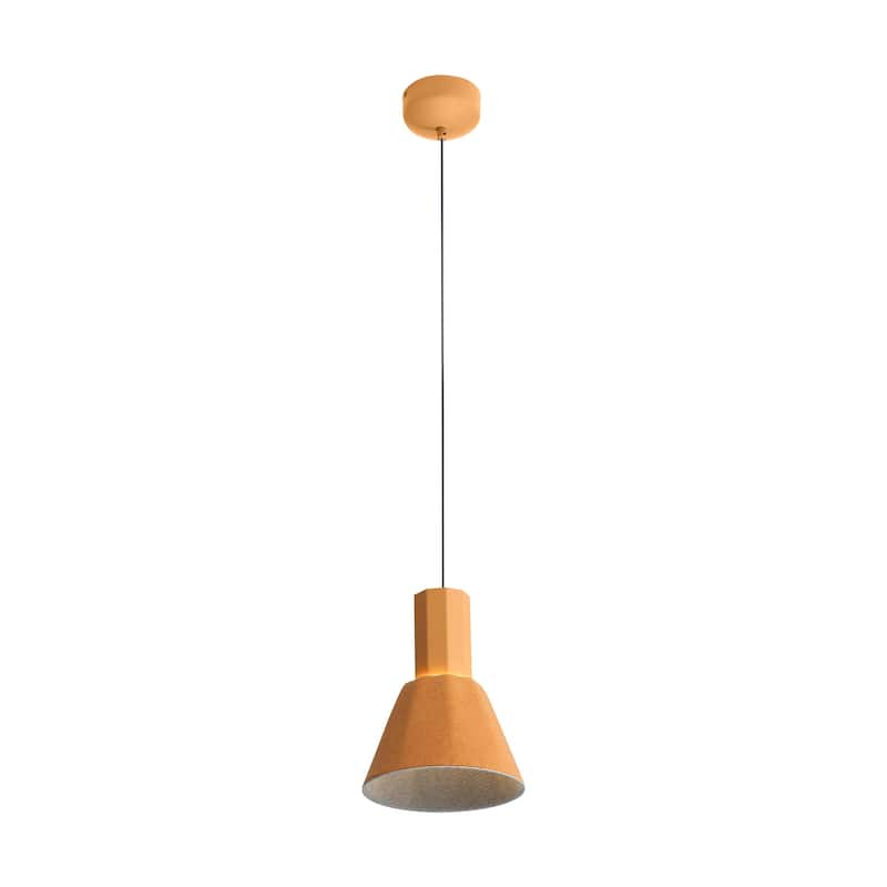 Golden Lighting Faroe 8in Integrated LED Pendant in Earth Yellow/Grey Felt - Gold