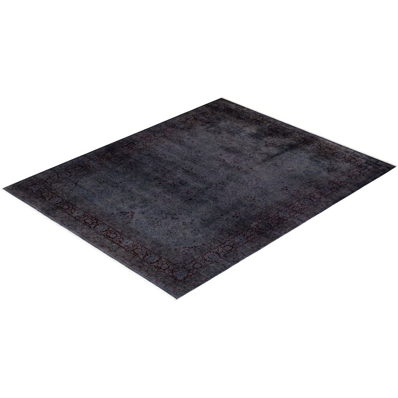 Overton Hand Knotted Wool Vintage Inspired Modern Contemporary Overdyed Gray Area Rug - 8' 3" x 10' 5"