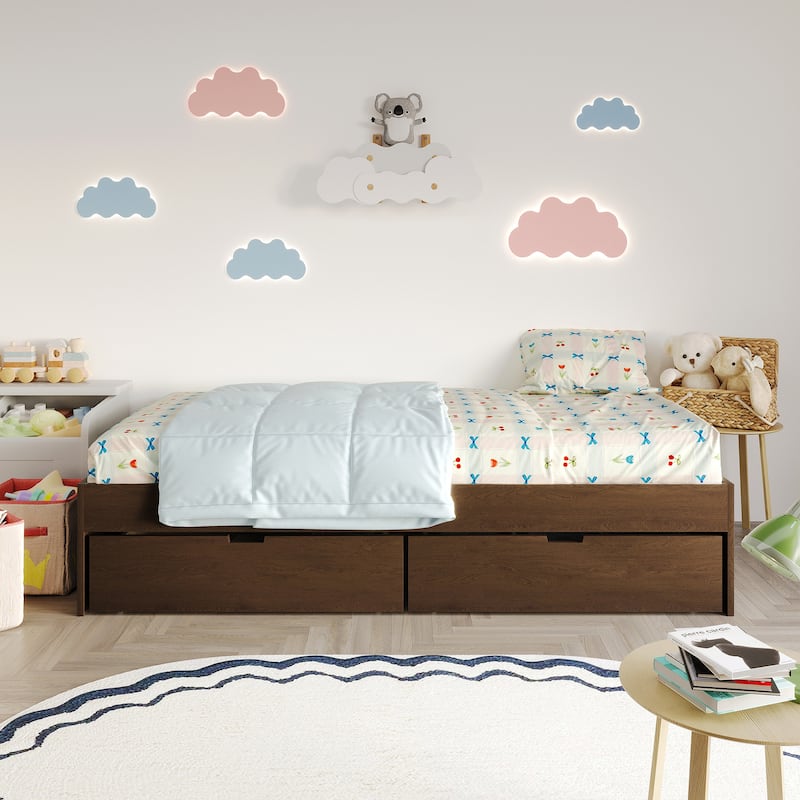 CraftPorch Wooden Twin Mates Bed with Storage