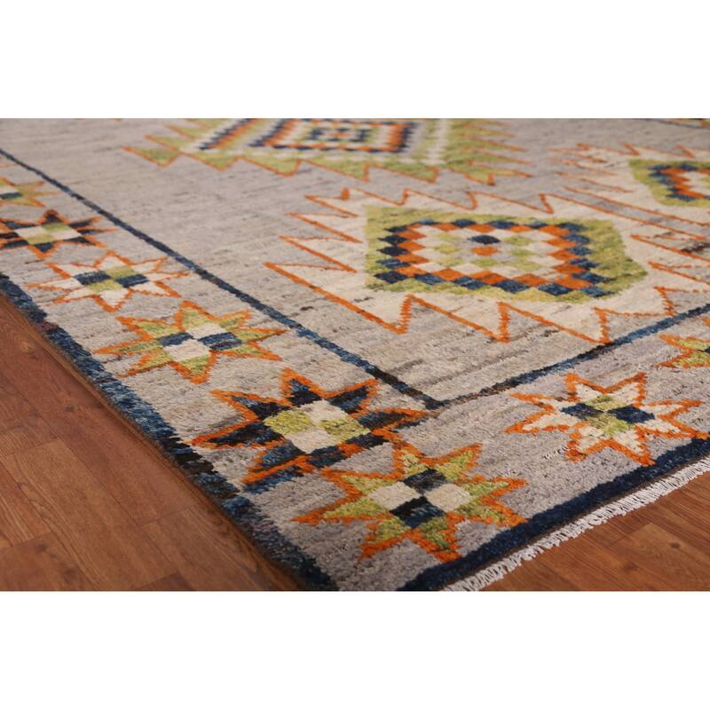 Geometric Moroccan Oriental Area Rug Hand-Knotted Oriental Wool Carpet - 9'8" x 13'4" - 9'8" x 13'4" - Multi-Color