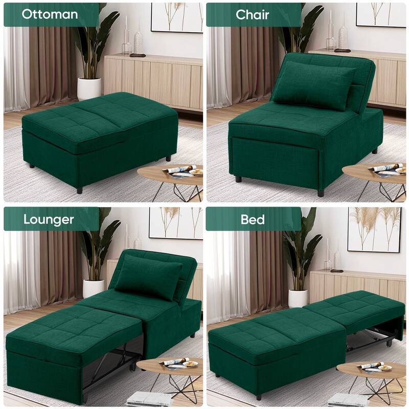 Ainfox Adjustable Sofa Chair Sleeper Sofa Bed Ottoman Couch with Metal Frame